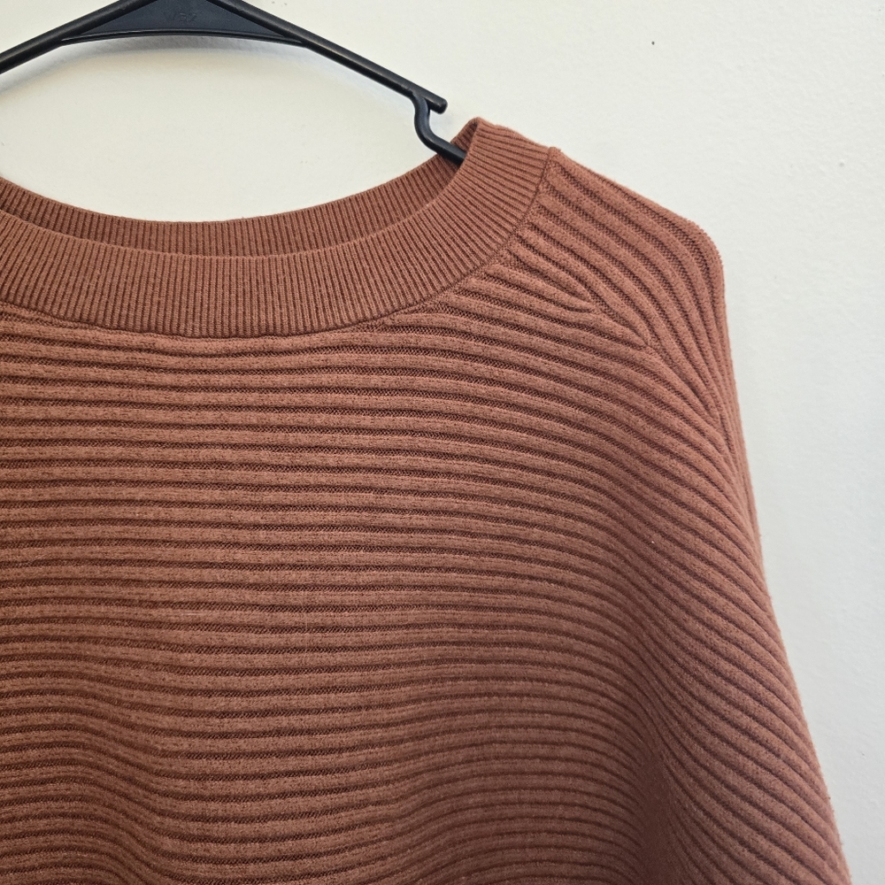 Boxy Ribbed Crewneck Sweater in Rust Orange - Picture 4 of 7